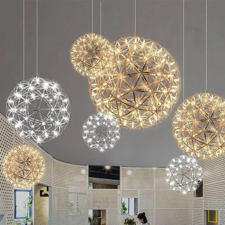 Contemporary Creative Globe Iron 12 Light LED Firework Pendant Light for Living Room Lumendat