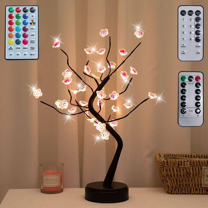 Bonsai Tree Light Plum Blossom Light Remote Control Small LED Table Lamps Lumendat