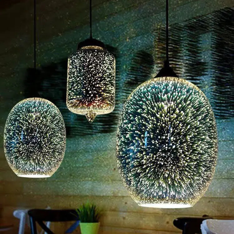 Modern Creative 3d Stained Fireworks Glass Jar 1-light Pendant Light Lumendat