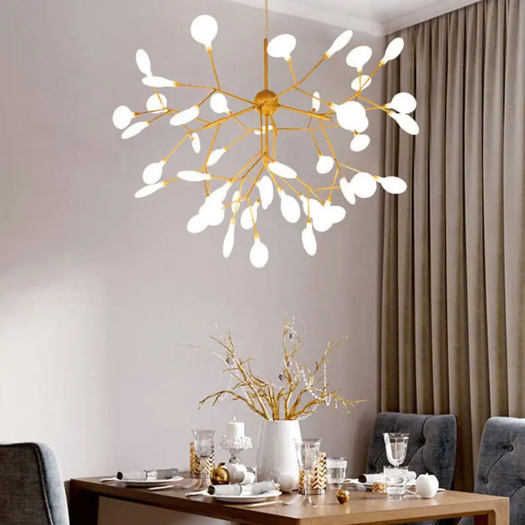 Modern LED Firefly Branch Chandelier – 27 or 36 Lights, Gold & Black Lumendat