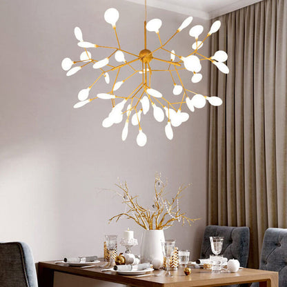 Modern LED Firefly Branch Chandelier – 27 or 36 Lights, Gold & Black