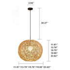 Rattan Weaving Beige Globe Shade 1-light Pendant Light BulbSquare