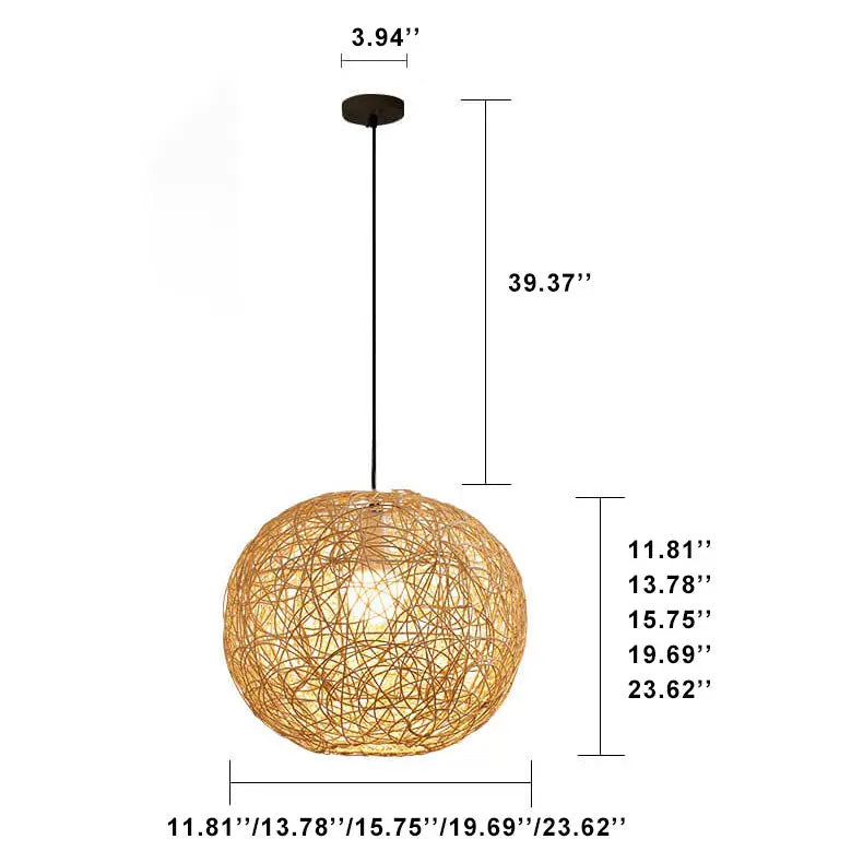 Rattan Weaving Beige Globe Shade 1-light Pendant Light BulbSquare