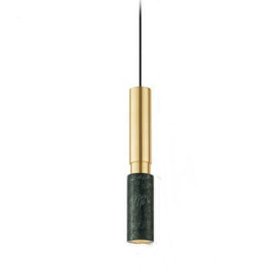 Modern Luxury Cylinder Marble Splicing Metal 1-Light Single Pendant Light For Living Room