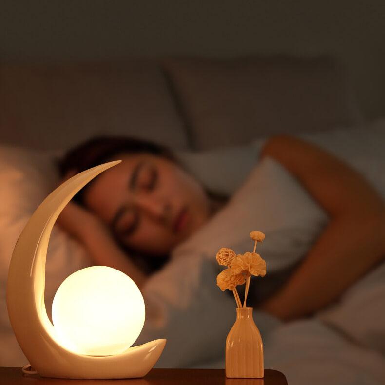 Creative Crescent Night Resin 1-Light Table Lamps Lumendat