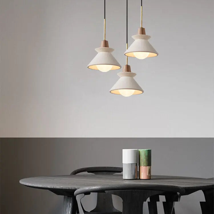 Nordic Minimalist White Cement 1-light Tapered Pendant Light Lumendat