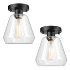 Clear Glass 1-light Bell Semi-flush Mount Lighting