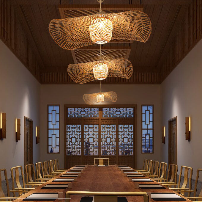 Bamboo Weaving 1-light Japanese Elements Pendant Light