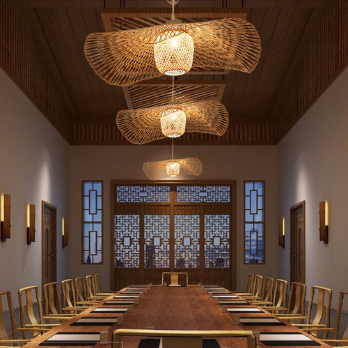 Bamboo Weaving 1-light Japanese Elements Pendant Light