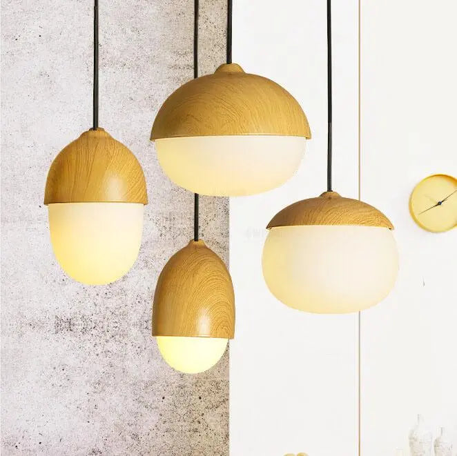 Modern Beige Nut 1-light Globe Pendant Light BulbSquare