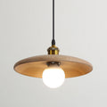 Minimalist Wooden 1-light Saucer Shaped Pendant Light BulbSquare