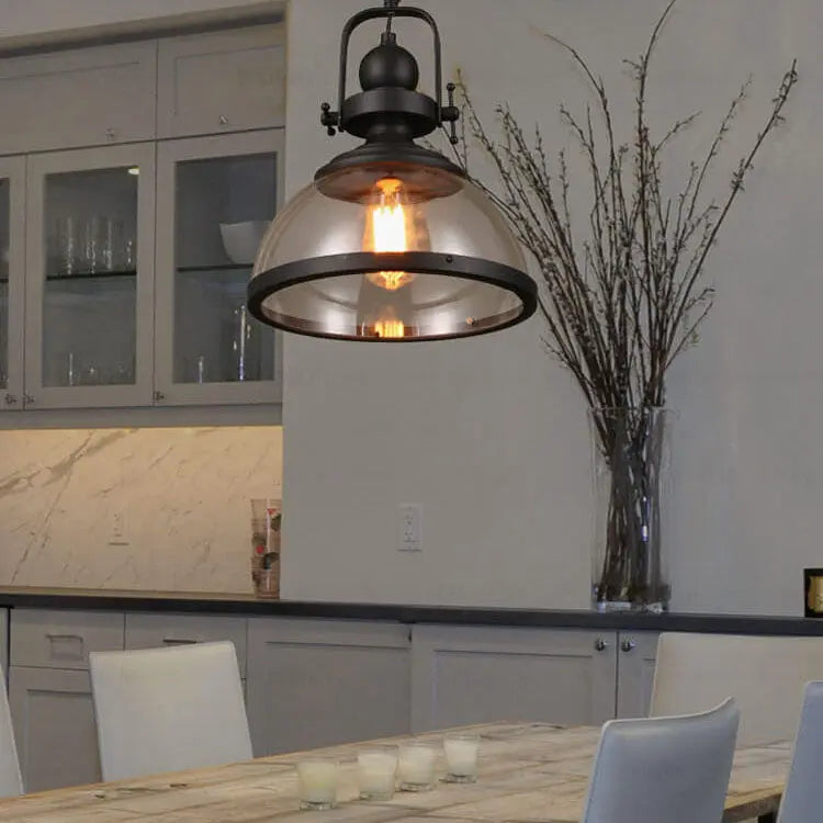 Retro Glass Shade 1-light Single Dome Pendant Light Lumendat