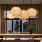 Bamboo Weaving Round Ball Beige 1-light Japanese Pendant Light Lumendat
