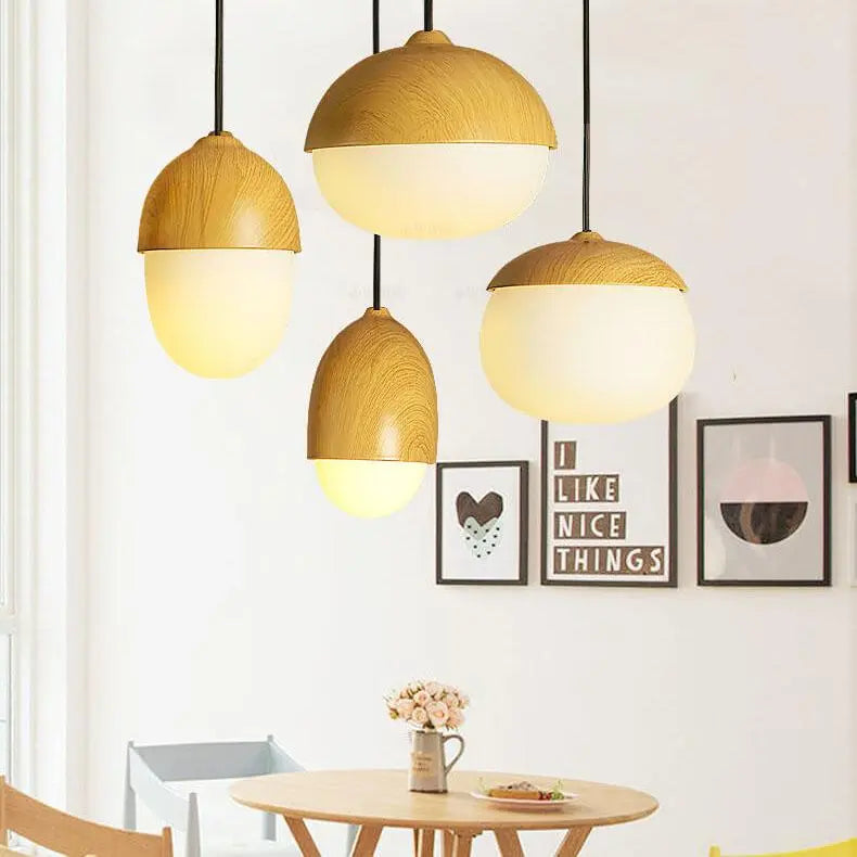 Modern Beige Nut 1-light Globe Pendant Light BulbSquare