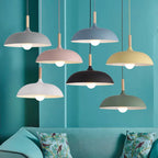 Modern Metal Wooden Top 1-light Dome Pendant Light modern luxury lighting fixture