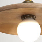 Minimalist Wooden 1-light Saucer Shaped Pendant Light BulbSquare