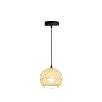 Rattan Weaving Beige Globe 1/3 Light Pendant Light BulbSquare