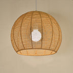 Modern Double Rattan Shade 1-Light Globe Pendant Light