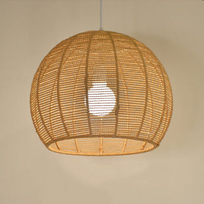 Modern Double Rattan Shade 1-Light Globe Pendant Light