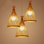 Bamboo Weaving Conical 1-light Japanese Style Pendant Light BulbSquare