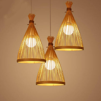 Bamboo Weaving Conical 1-light Japanese Style Pendant Light