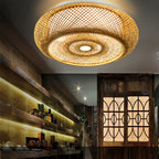 Bamboo Weaving 3-light Flush Mount Lighting BulbSquare