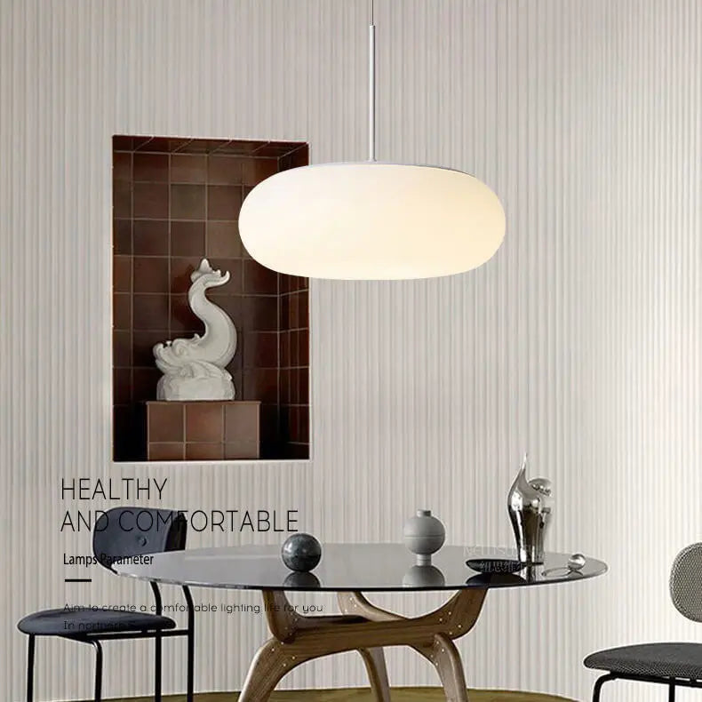 Modern Minimalist Plastic White 1-light Drum LED Pendant Light Lumendat