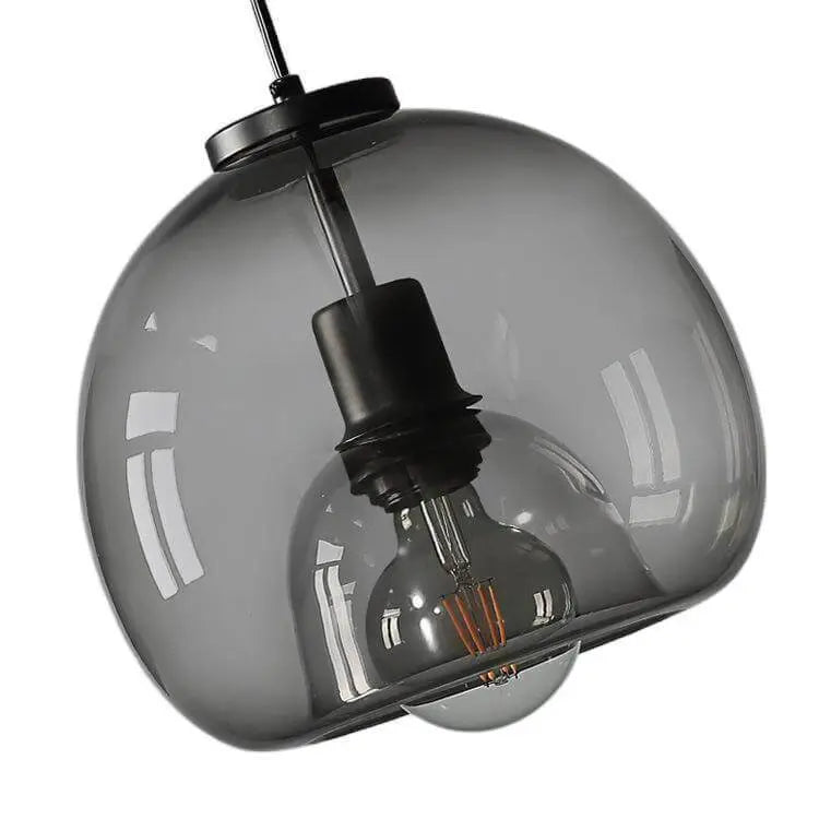 Minimalist Smoke Gray 1-light Hand-blown Glass Dome Pendant Light Lumendat