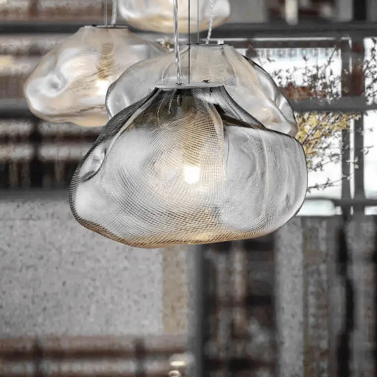 Modern Shaped Glass 1-light Cloud Suspension Pendant Light Lumendat