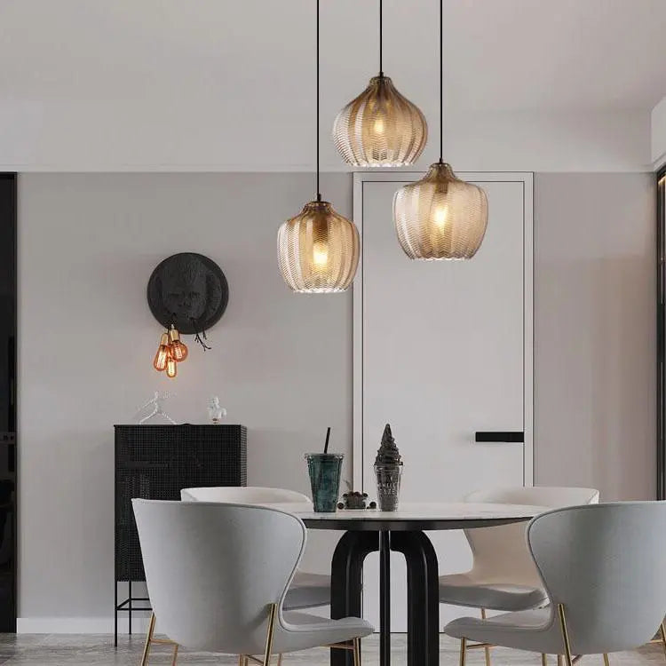 Nordic Textured Wavy Glass 1-light Barrel Pendant Light Lumendat
