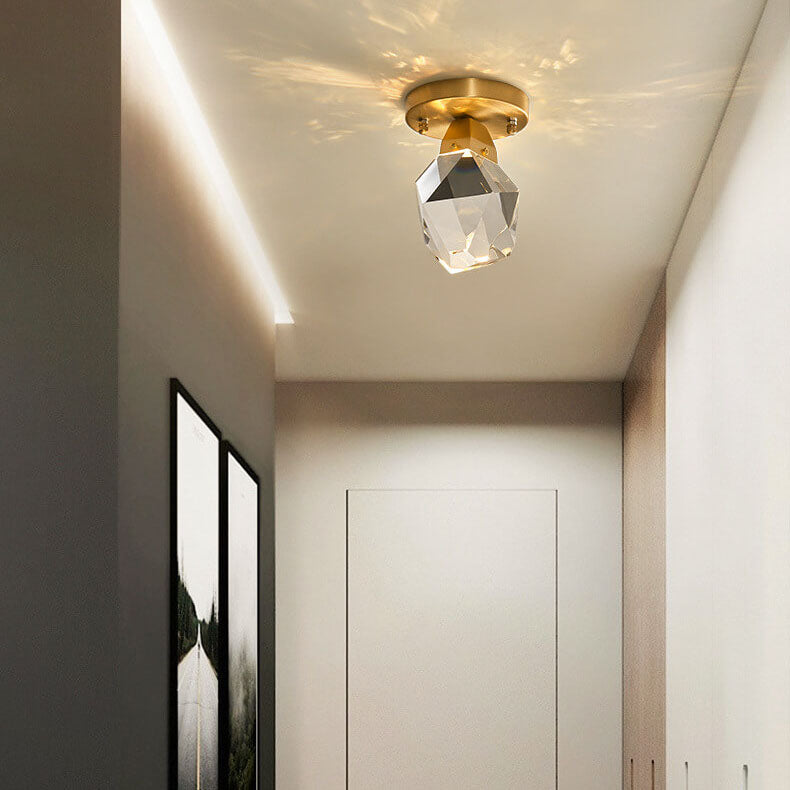 Crystal 1-Light Diamond Shade Semi-Flush Mount Lighting Lumendat