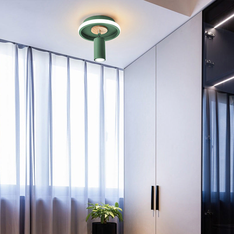 Contemporary Industrial Iron Barrel Spotlight 1-light Flush Mount Light