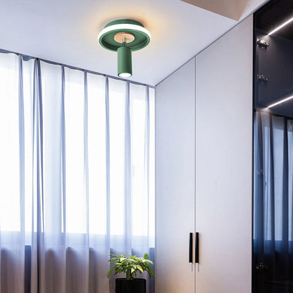 Contemporary Industrial Iron Barrel Spotlight 1-light Flush Mount Light