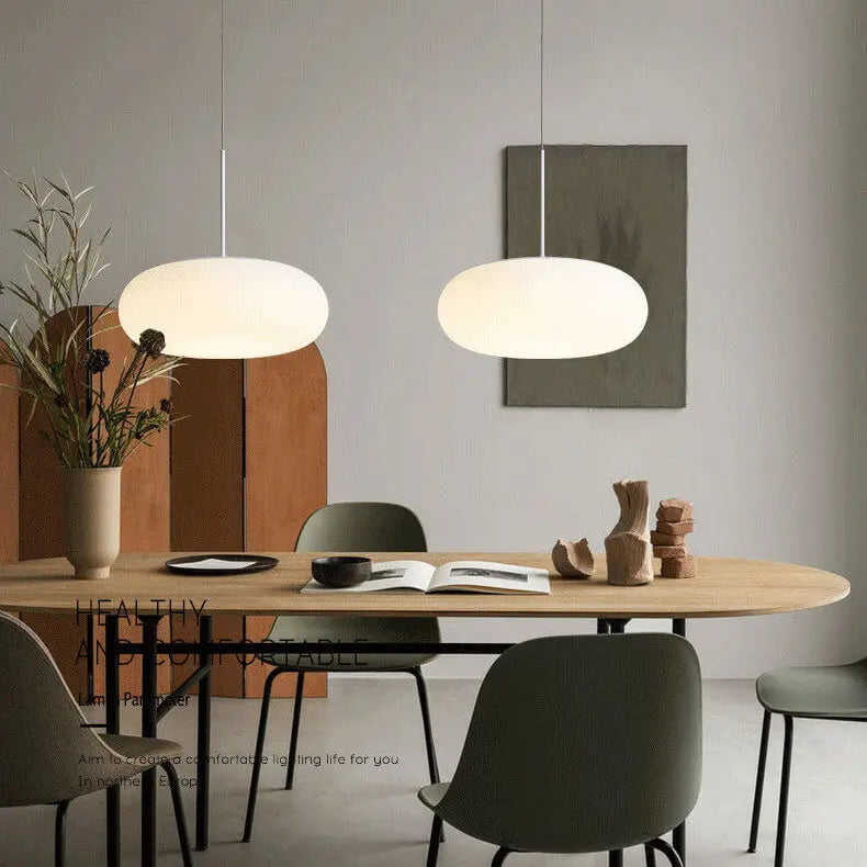 Modern Minimalist Plastic White 1-light Drum LED Pendant Light Lumendat