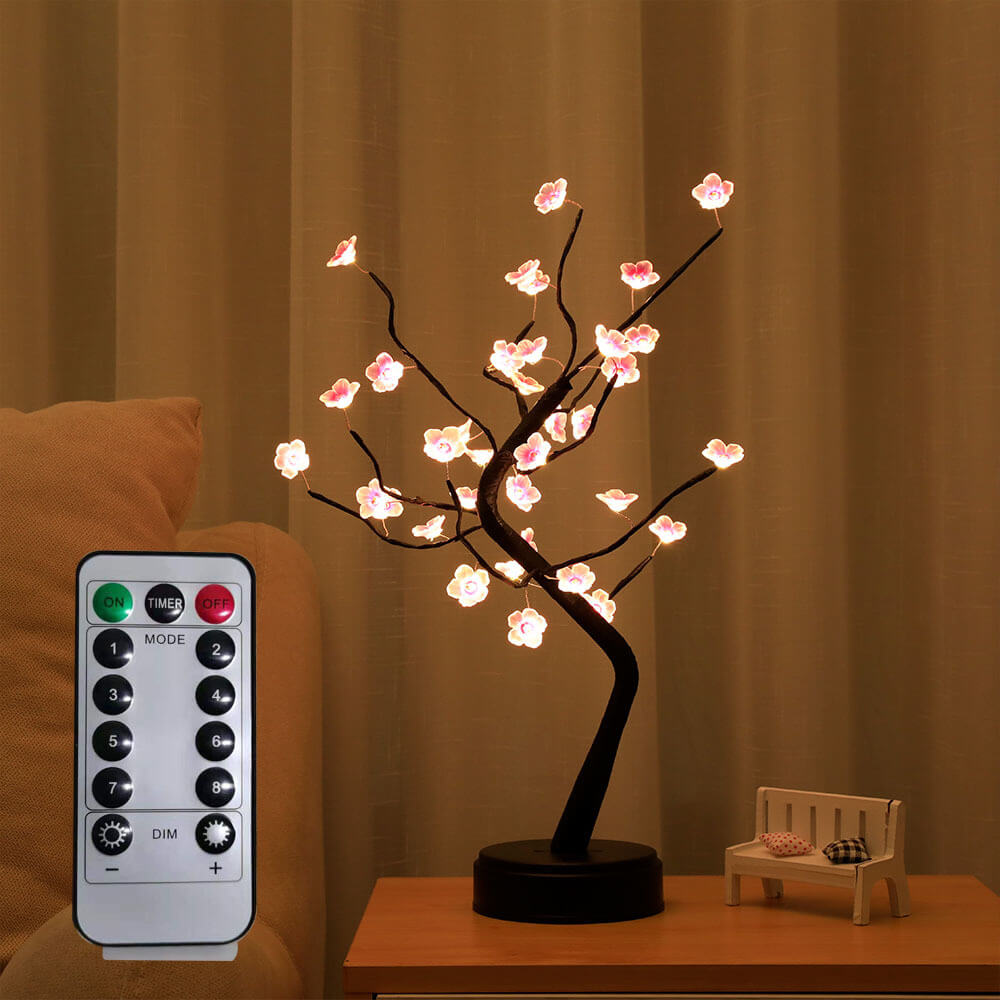 Bonsai Tree Light Plum Blossom Light Remote Control Small LED Table Lamps Lumendat