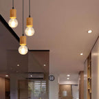 Modern Minimalist Wooden Geometric 1-light Small Pendant Light BulbSquare