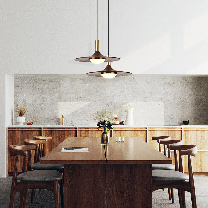 Modern Black Walnut LED Pendant Light BulbSquare