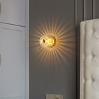 Modern Luxury Glass Sun Shape Full Copper Dual Purpose 1-light Flush Mount Light BulbSquare