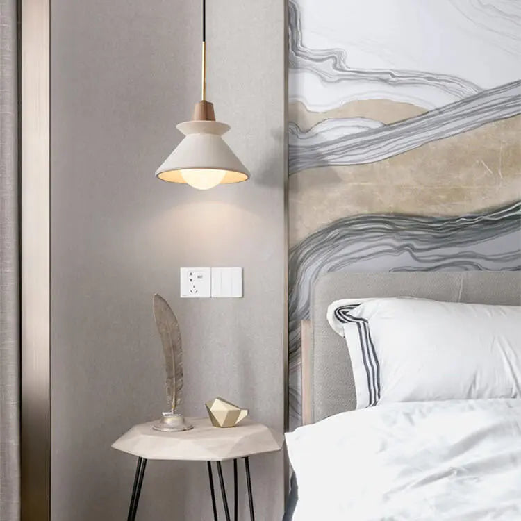 Nordic Minimalist White Cement 1-light Tapered Pendant Light Lumendat