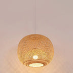 Bamboo Weaving Round Ball Beige 1-light Japanese Pendant Light Lumendat