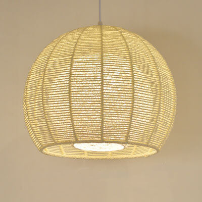 Modern Double Rattan Shade 1-Light Globe Pendant Light