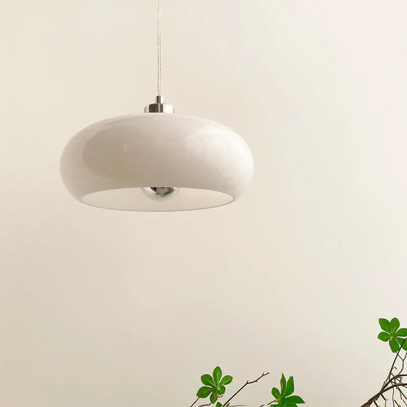Vintage White / Orange Glass Dome 1-light Pendant Light Lumendat