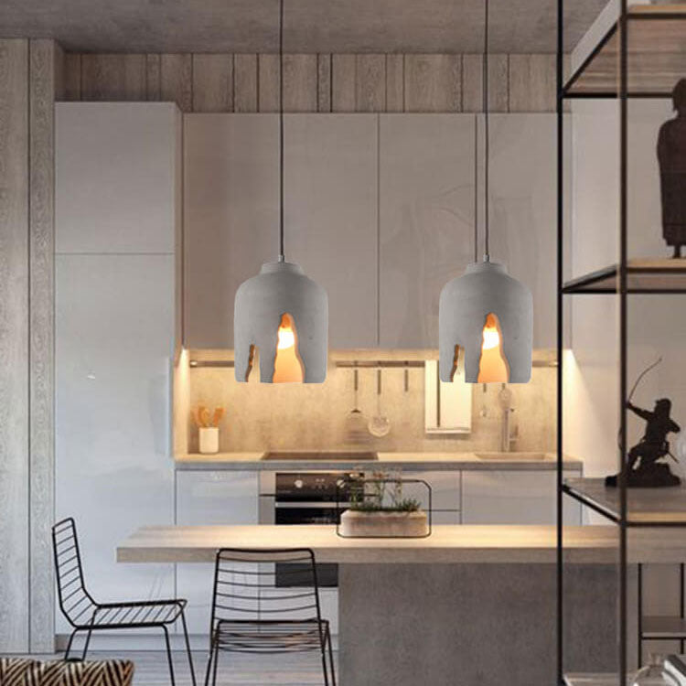 Industrial Creative Notch Cement 1-Light Pendant Light