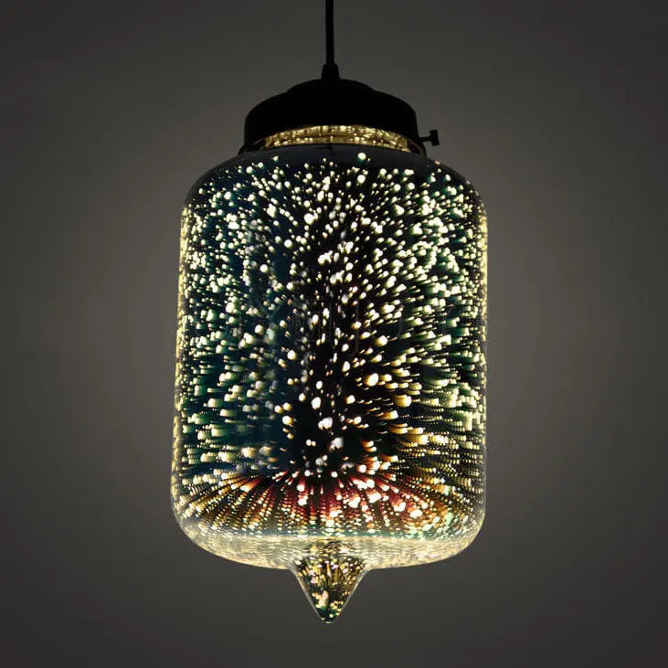Modern Creative 3d Stained Fireworks Glass Jar 1-light Pendant Light Lumendat