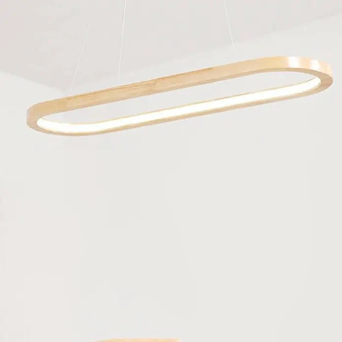 Modern Minimalist Wooden Linear Round 1-light LED Chandeliers Lumendat