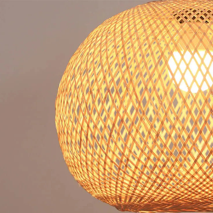 Bamboo Weaving Round Ball Beige 1-light Japanese Pendant Light Lumendat