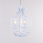 Vintage Wrought Iron Lantern Cage 3-light Chandelier BulbSquare
