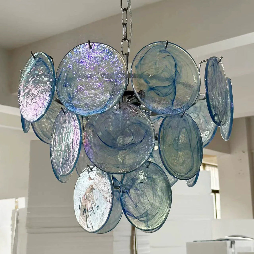 Traditional French Flower Shaped Iron Glass 5/9/12 Light Chandelier for Living Room BulbSquare