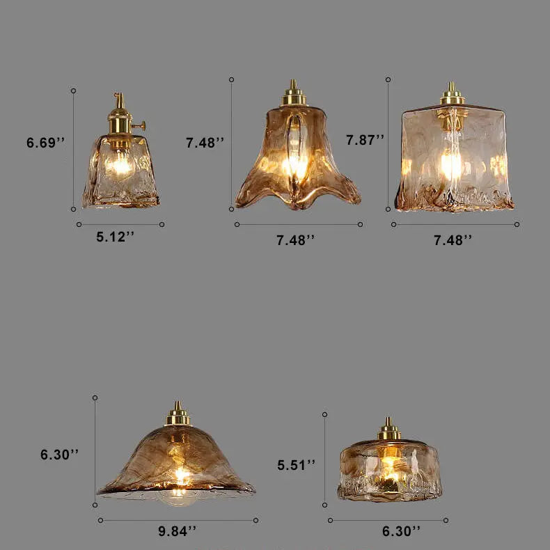 Vintage Amber Glass 1-light Pendant Light BulbSquare