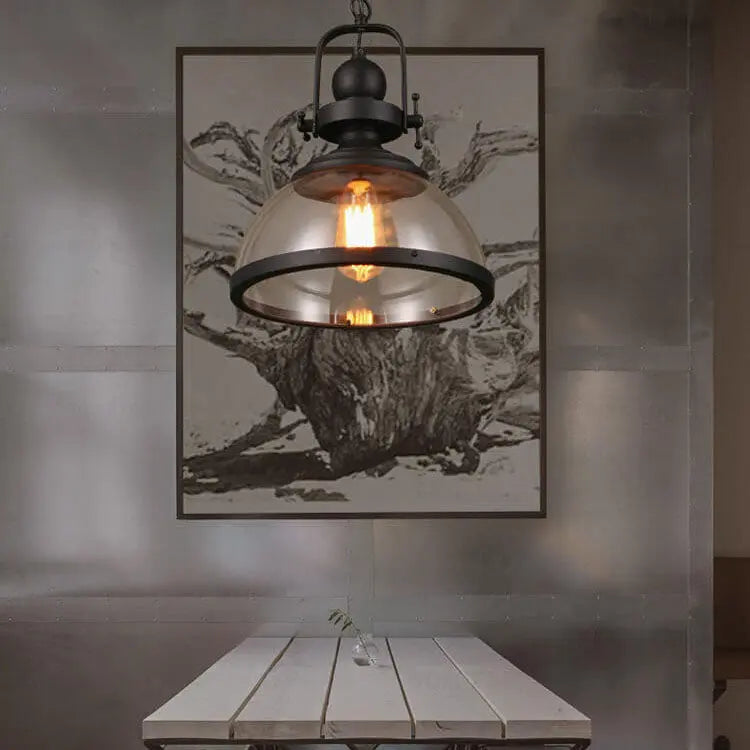 Retro Glass Shade 1-light Single Dome Pendant Light modern luxury lighting fixture